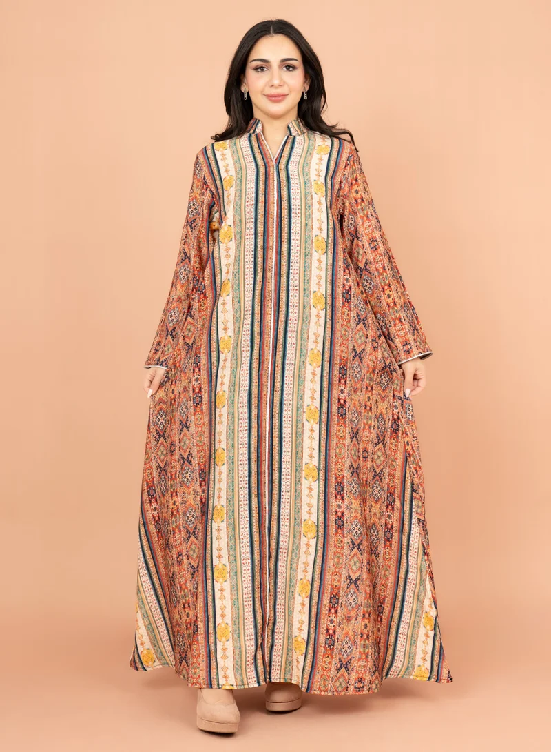 IKKXA Multicolor Patterns Modern Jalabiya IK1021 Yellow