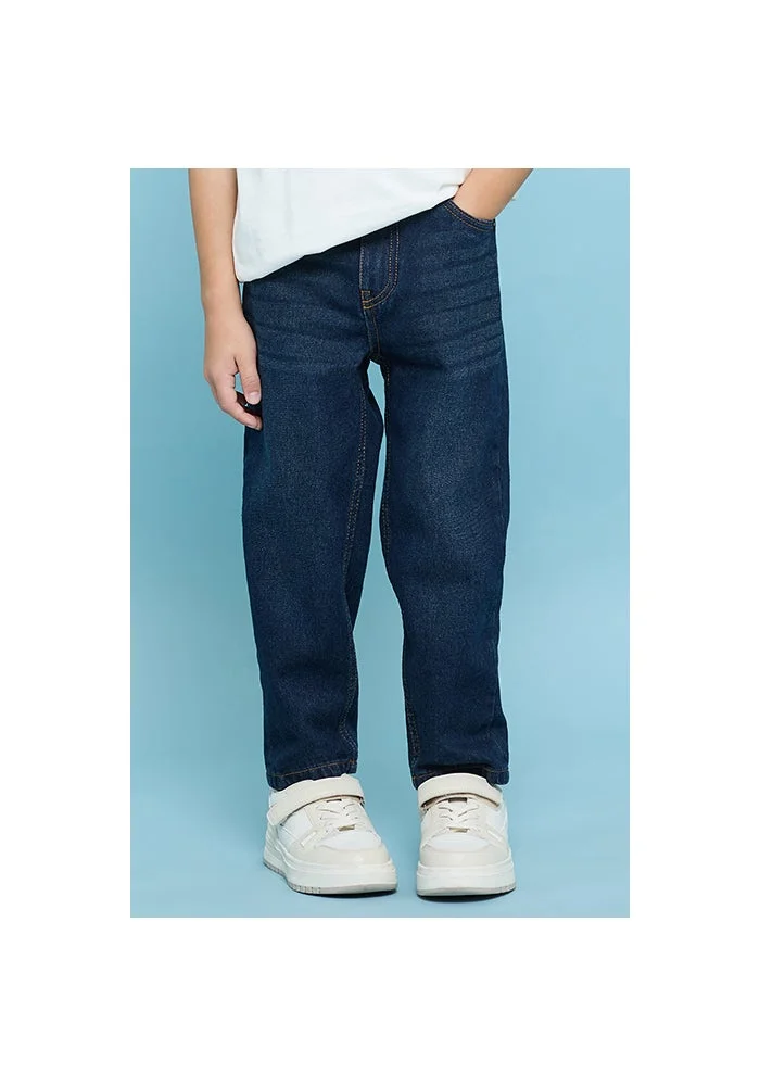 R&b Washed Relaxed Fit Jeans with Button Closure