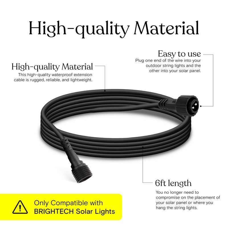 Brightech Ambience Pro Waterproof Extension Cable for Solar Outdoor String Lights, 6 Ft Extension Cord aka Wire for Solar Strip Lights - Image 4