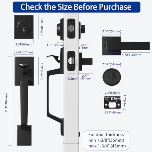 Camtek Matte Black Double Front Door Handle Set, French Door Locks for Double Doors with Smooth Deadbolt & Dummy Handle, Double Door Lock Easy to Install, Durable Construction for Front Door - Image 5