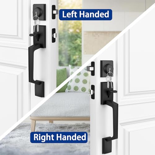 Camtek Matte Black Double Front Door Handle Set, French Door Locks for Double Doors with Smooth Deadbolt & Dummy Handle, Double Door Lock Easy to Install, Durable Construction for Front Door - Image 4