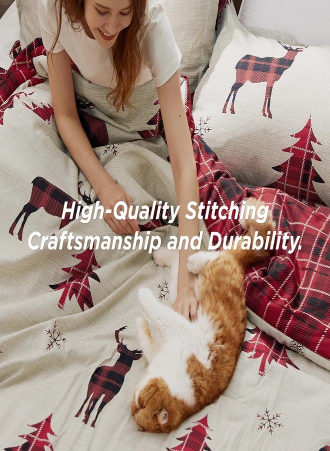 Bedsure Christmas Comforter Set Twin - Christmas Bed Set with Reindeer, Soft Bedding for Holiday, 2 Pieces, 1 Reversible Buffalo Check Printed Comforter and 1 Pillow Sham - Image 4