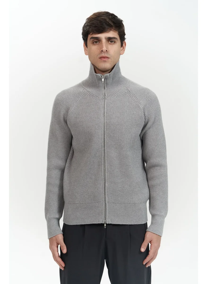 Mai Collection Brock Full Zipper Gray Men's Knitwear Sweater