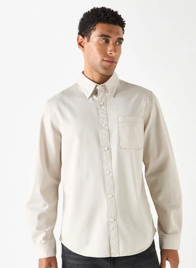 Lee Cooper Regular Fit Shirt with Long Sleeves and Pocket