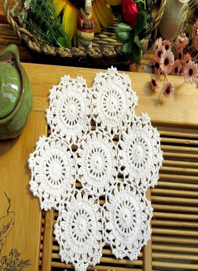 Hetao 9 Inch 100% Cotton Handmade Lace Crochet Placemats Doily Doilies,4PC White - Image 3