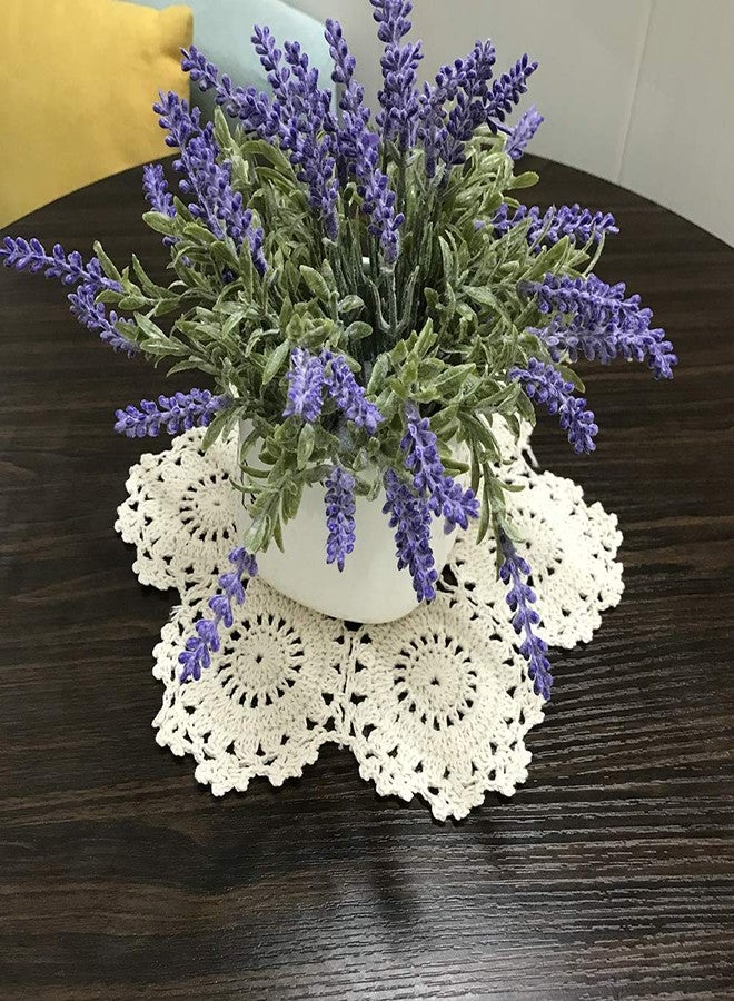 Hetao 9 Inch 100% Cotton Handmade Lace Crochet Placemats Doily Doilies,4PC White - Image 2