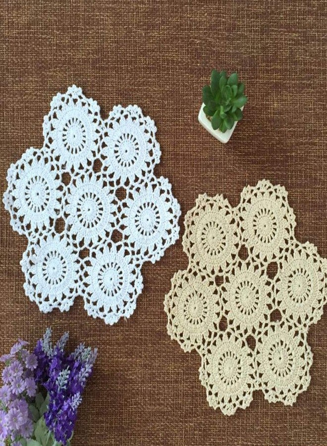 Hetao 9 Inch 100% Cotton Handmade Lace Crochet Placemats Doily Doilies,4PC White - Image 5