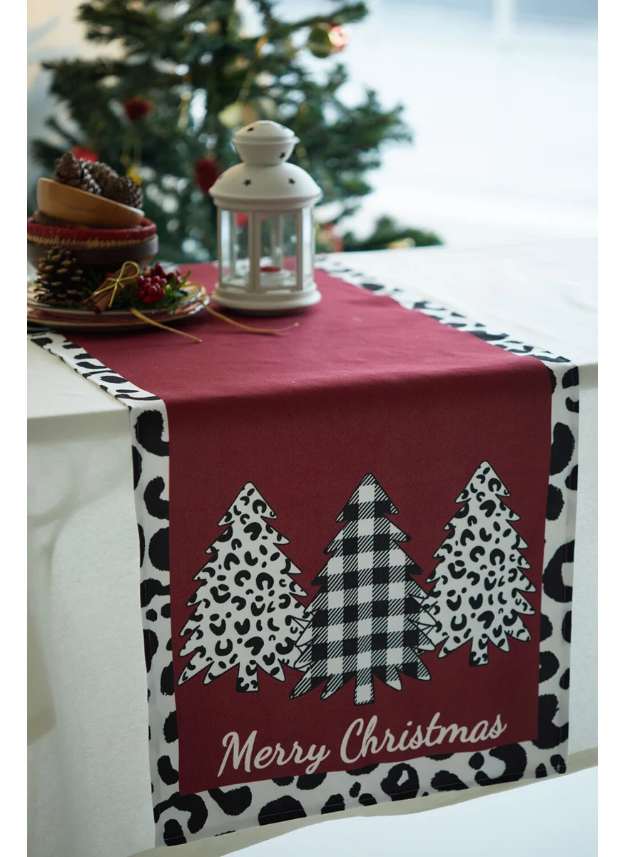 Ays Home Ayshome Pine Tree Claret Red New Year Runner