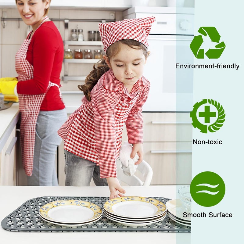SAMSIER Sink Protectors for Kitchen Sink 13x11 &16x12 &19x13 &19x14 &21x16 &22x13 &24x13 &26x14 &28x14 &30x14 &30x16, Farmhouse Silicone Mats Grid for Bottom (30”x14”) - Image 3