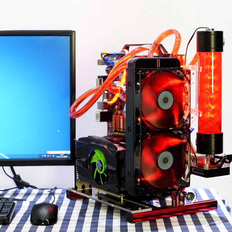 حالة كمبيوتر مفتوحة الهواء مع مقبض عمودي وطاولة اختبار لتثبيت ATX وMATX وITX، رف تخفيف حرارة أسود - Image 4