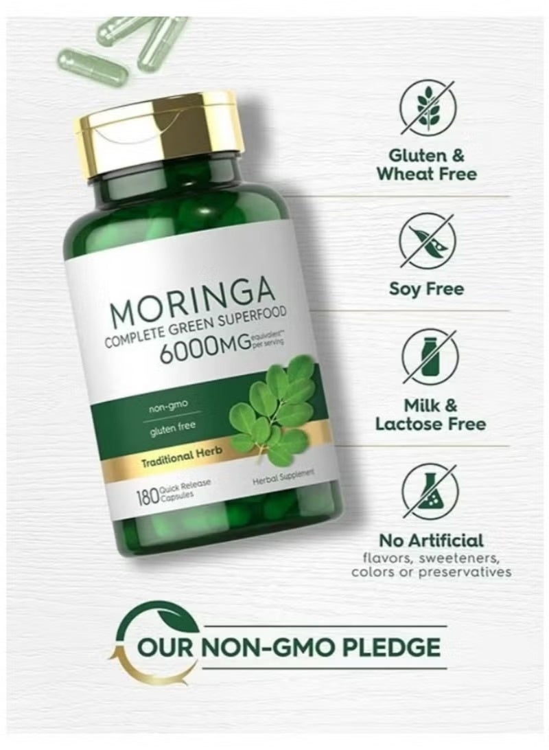 Moringa Oleifera Capsules 2 Pack 180 Count – Pure Moringa Leaf Powder Superfood Supplement, Vegan, Non-GMO, Gluten Free Energy & Detox Support - Image 3
