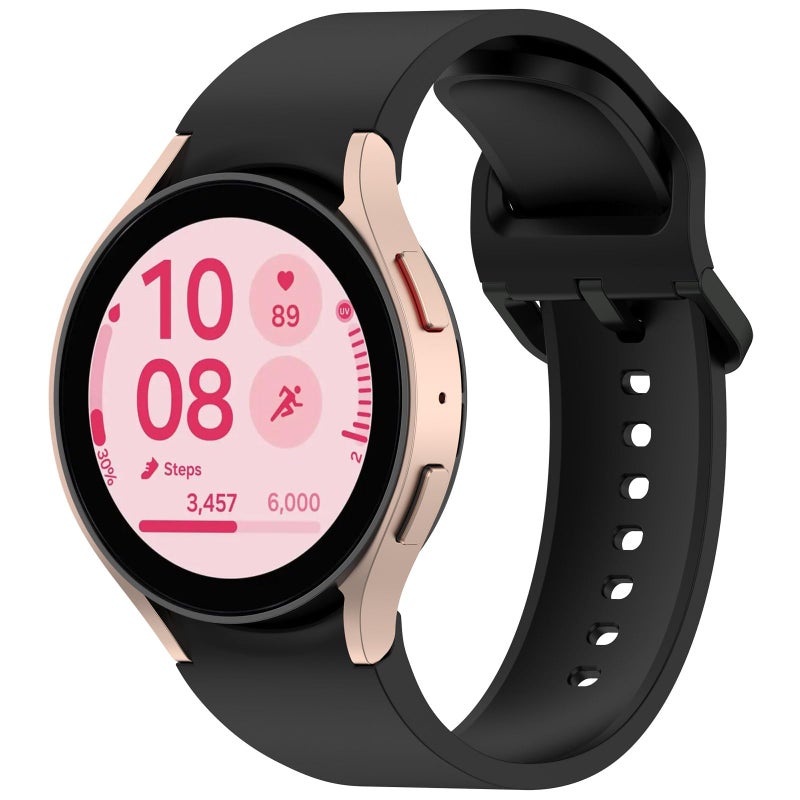 Disscool Adjustable Soft Silicone Band Compatible with Samsung Galaxy Watch FE/7/6, Quick Release Replacement Strap for Men Women – Black - Image 1