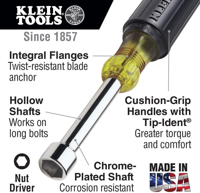 Klein Tools Nut Driver Set with Yellow and Black Grip - 6 Pieces - Image 2