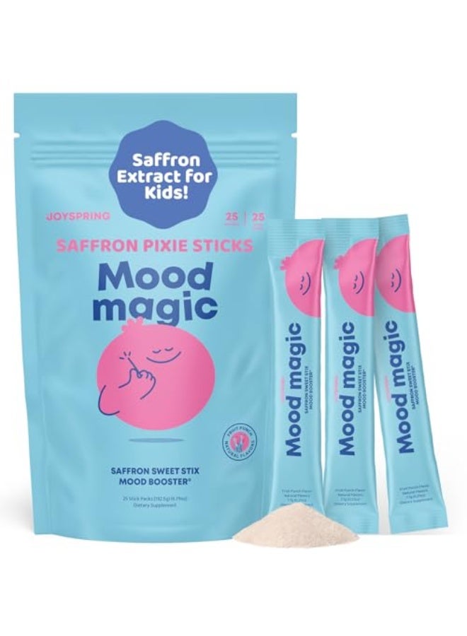 JoySpring Pixie Sticks with Saffron u0026 GABA for Kids | Mood Balance Supplements for Kids | Sugar-Free Powder Candy or Water Flavor Powder (25 Servings) - Image 1