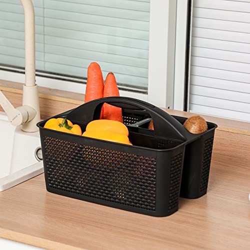 UUJOLY Plastic Portable Shower Caddy Basket Bucket, Cleaning Shower Basket with Handle Compartments Storage Basket Organizer for Bathroom Kitchen College Dorm Sink, Black - Image 5