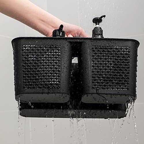 UUJOLY Plastic Portable Shower Caddy Basket Bucket, Cleaning Shower Basket with Handle Compartments Storage Basket Organizer for Bathroom Kitchen College Dorm Sink, Black - Image 4
