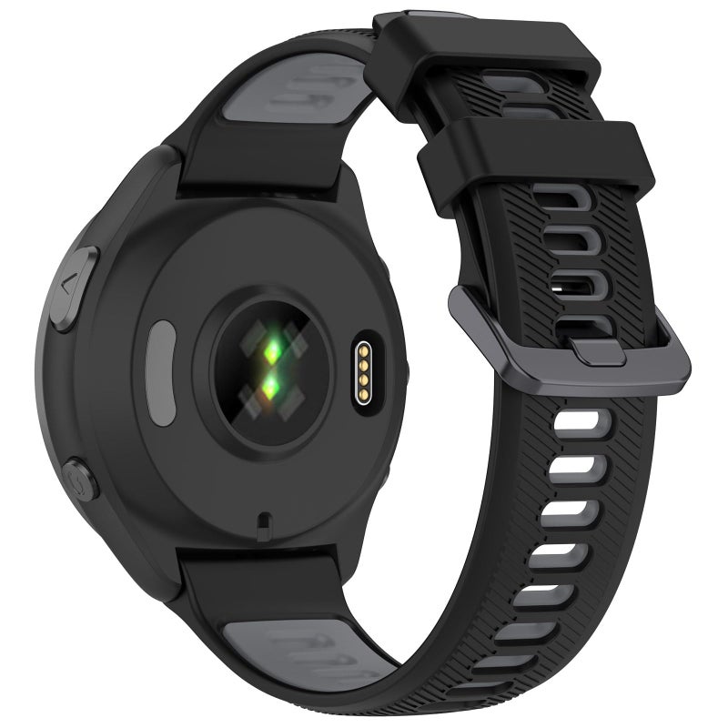 AWADUO حزام سيليكون بديل متوافق مع Garmin Forerunner 965/955/945/935 – حزام رياضي متين 22 مم (أسود) - Image 1
