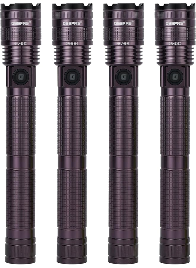 GEEPAS GFL4639 Family Pack Rechargeable LED Flashlight Set of 4