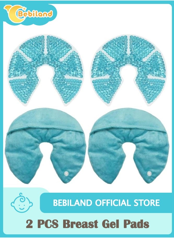 Bebiland 2 PCS Breast Ice Pack Cooling Breast Gel Pads for Breast, Breast Pack with Soft Plush Backing for Pain Relief of Breastfeeding, Engorgement Blue  - Image 1