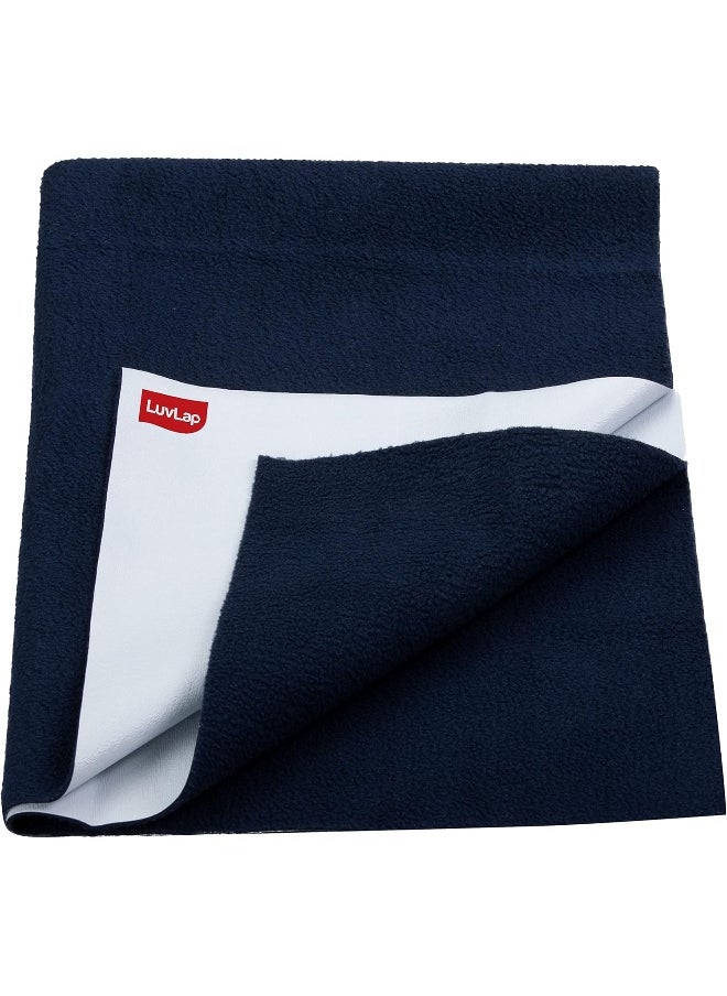 Luvlap Luv Lap Instadry Anti-Piling Fleece Extra Absorbent Quick Dry Sheet for Baby, Baby Bed Protector, Waterproof Baby Sheet, Small Size 100x140cm, Pack of 1, Navy Blue  - Image 1