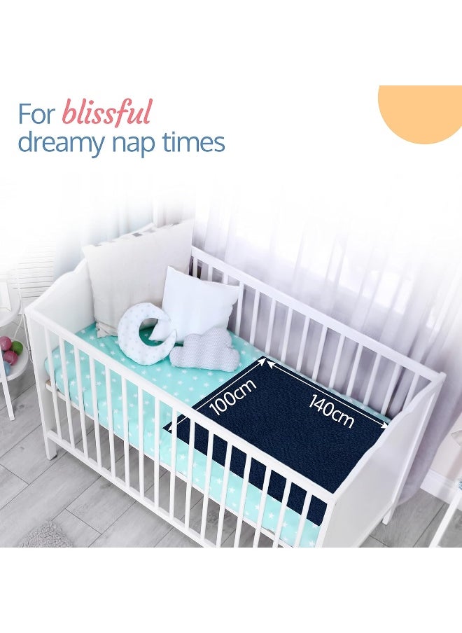 Luvlap Luv Lap Instadry Anti-Piling Fleece Extra Absorbent Quick Dry Sheet for Baby, Baby Bed Protector, Waterproof Baby Sheet, Small Size 100x140cm, Pack of 1, Navy Blue  - Image 5