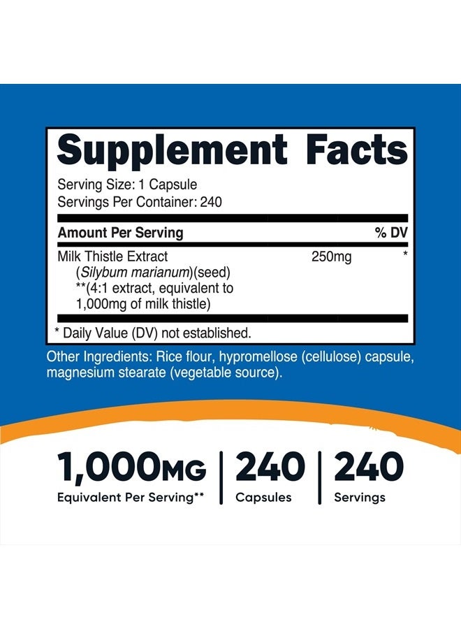 Nutricost شوك الحليب 250 ملغ (ما يعادل 1000 ملغ)، 240 كبسولة نباتية - مستخلص 4:1 - غير معدّل وراثيًا وخالٍ من الجلوتين - Image 4