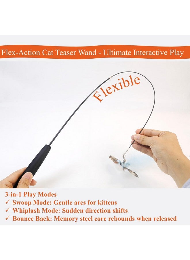 عصا لعب القطط القابلة للسحب - 16.5 بوصة - 30.7 بوصة قابلة للتمديد مع صنارة صيد وعصا لعب من الريش بمقبض متين من مادة إي في إيه، لا تتضمن بديلاً، مثالية للعب الداخلي لمحبي القطط - Image 2