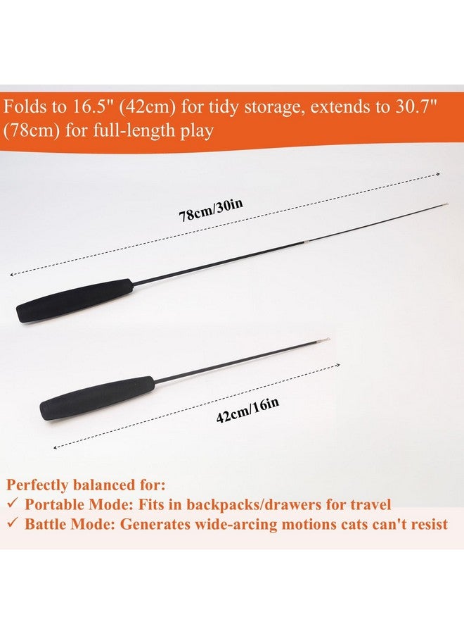 عصا لعب القطط القابلة للسحب - 16.5 بوصة - 30.7 بوصة قابلة للتمديد مع صنارة صيد وعصا لعب من الريش بمقبض متين من مادة إي في إيه، لا تتضمن بديلاً، مثالية للعب الداخلي لمحبي القطط - Image 3
