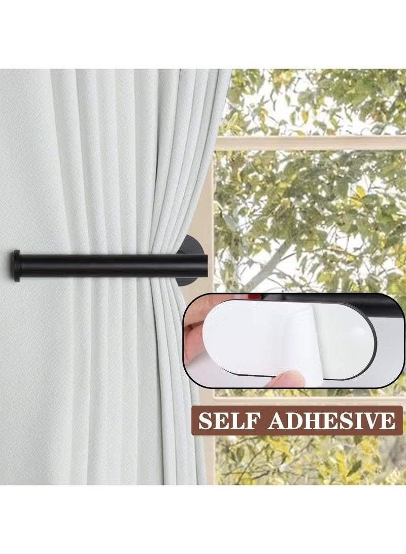 Curtain Tiebacks Adhesive Curtain Tiebacks No Drilling Adhesive Curtain Hooks Multifunctional hooks, also practical small hooks for kitchens and bathrooms (2, Black) - Image 2