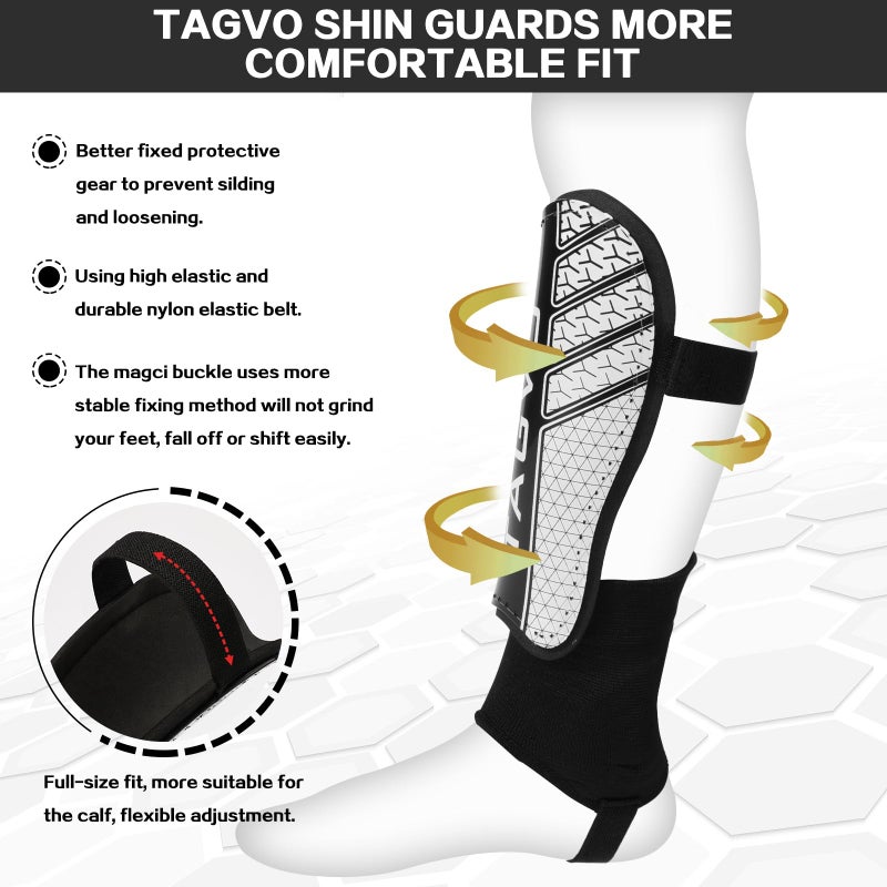 TAGVO Soccer Shin Guards for Kids Youth - Protective Soccer Equipment for Boys Girls - Adults Men Women Soccer Shin Guards - Soccer Shin Pads for Kids 3-16 Years Old Girls Boys, High Impact Resistant - Image 3
