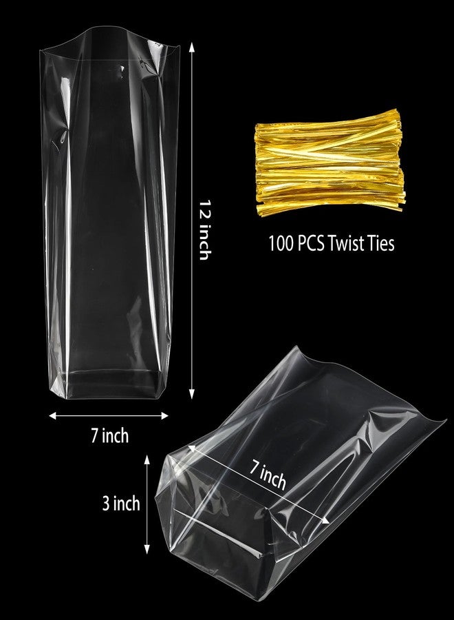 Ohuimrt Clear Cellophane Treat Bags, 7x12x3 Inch, 100 Pack - Image 2