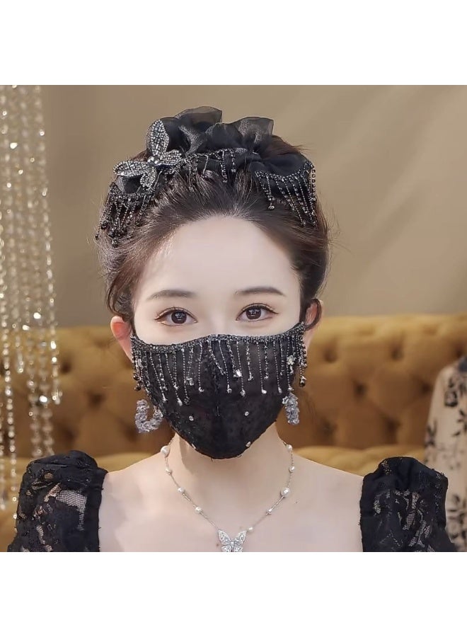 Fringe Breathable Face Veil Mask – Sun Protection & Windproof Washable Fashion Mask