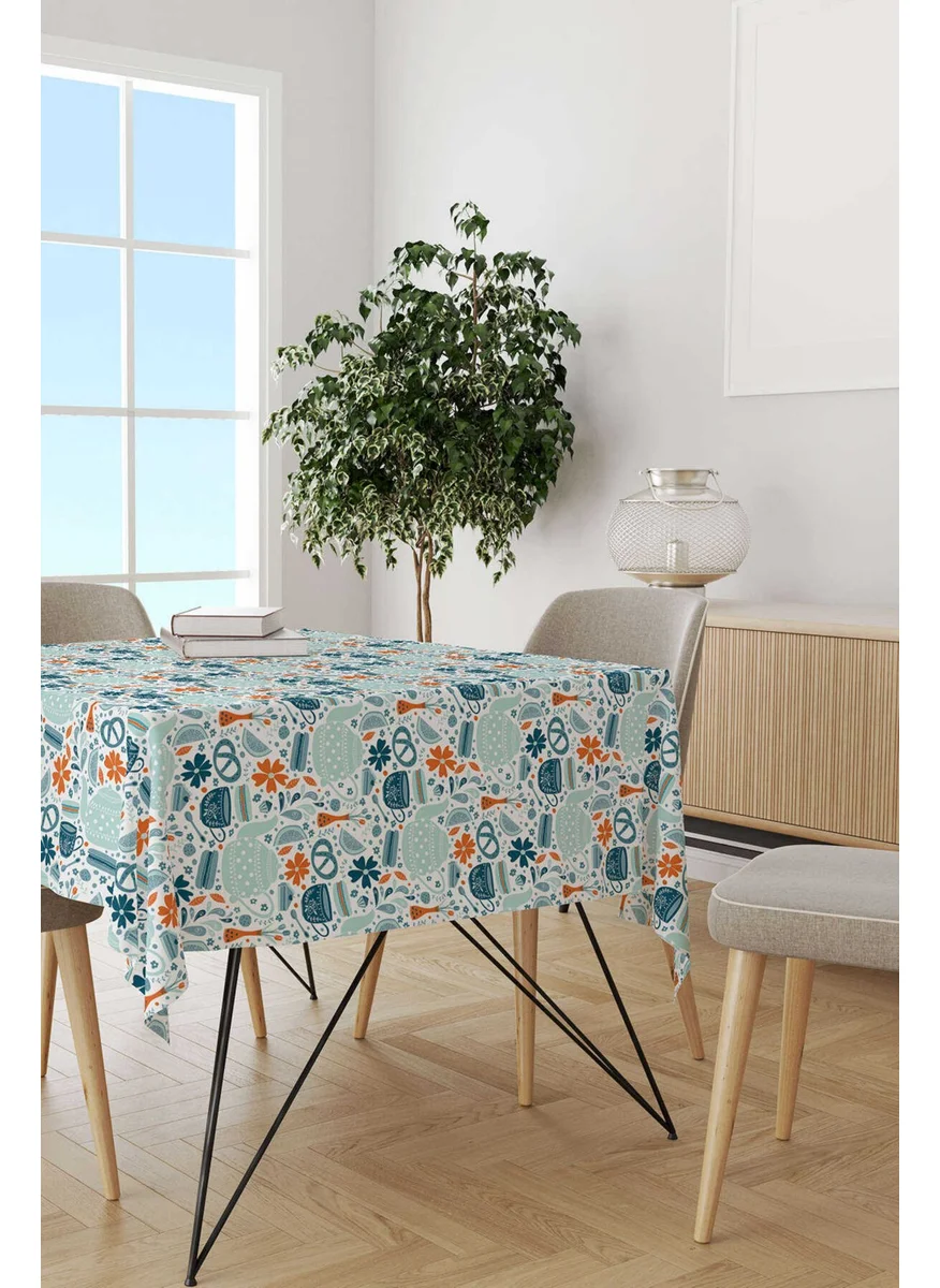 Cango Home Blue Orange Decorative Object Patterned Digital Printed Tablecloth CGH582-MS