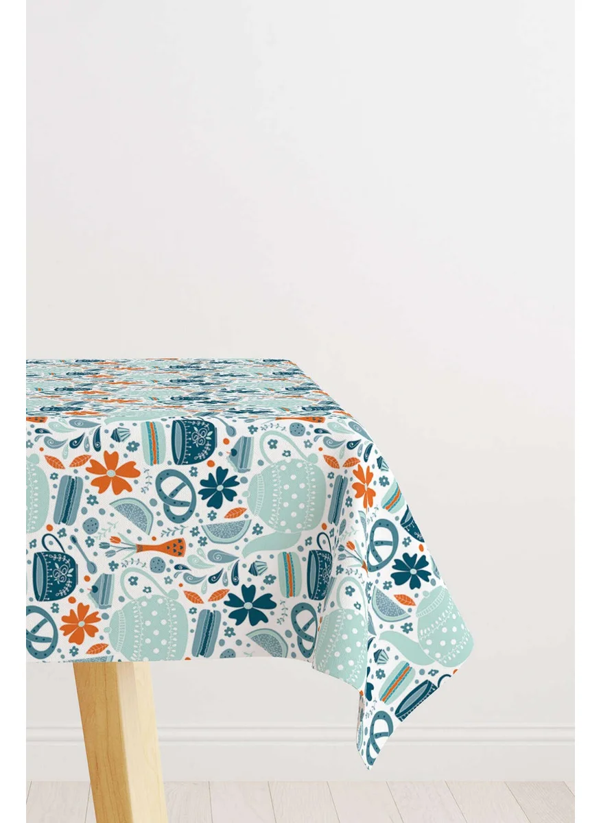 Cango Home Blue Orange Decorative Object Patterned Digital Printed Tablecloth CGH582-MS