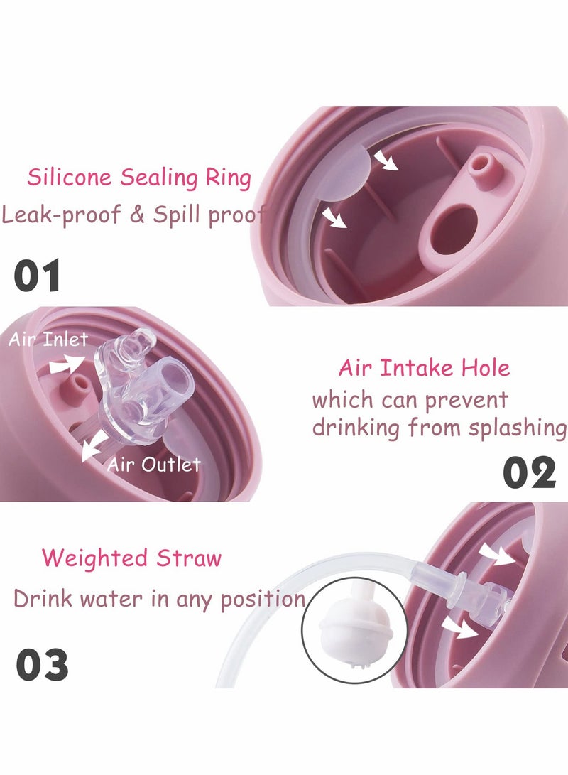 KASTWAVE كوب شرب للأطفال من 6 أشهر فما فوق، كوب شرب غير قابل للتسرب، كوب شرب مزود بقشة مثقلة غير قابلة للتسرب للأطفال، كوب شرب للأطفال مع مقبض، غير قابل للتسرب، كوب فوهة ناعمة غير قابلة للتسرب سعة 260 مل، خالي من BPA (أرجواني) - Image 4