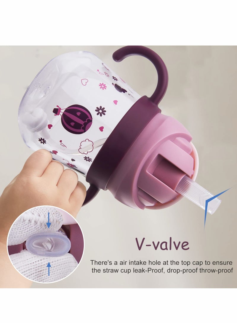 KASTWAVE كوب شرب للأطفال من 6 أشهر فما فوق، كوب شرب غير قابل للتسرب، كوب شرب مزود بقشة مثقلة غير قابلة للتسرب للأطفال، كوب شرب للأطفال مع مقبض، غير قابل للتسرب، كوب فوهة ناعمة غير قابلة للتسرب سعة 260 مل، خالي من BPA (أرجواني) - Image 2