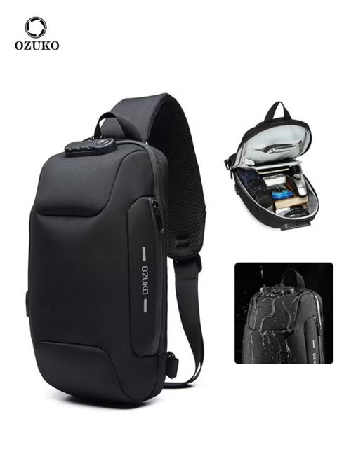 USB Anti-Theft Sling Bag for Men, Crossbody Chest Shoulder Bag with Charging Port, Casual Travel Daypack
