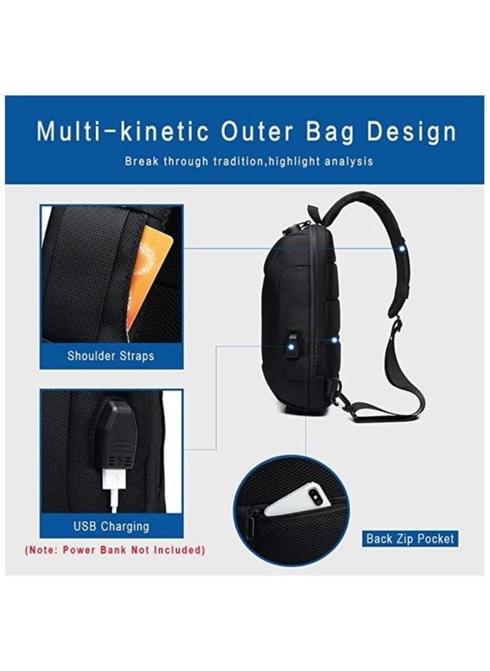 OZUKO - Sling Backpack USB Anti-Theft Men'S Chest Bag Casual Shoulder Bag - Image 1