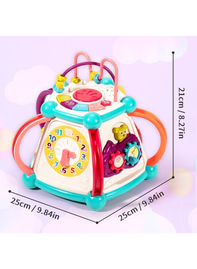 COGNIKIDS لعبة مكعب النشاط للأطفال 7 في 1 – صندوق تعليمي حسي مع موسيقى، أضواء، فرز الأشكال، تروس، وضع القيادة، ساعة ولعبة حشرات | لعبة مونتيسوري للأطفال من عمر 12 شهرًا وما فوق - Image 5