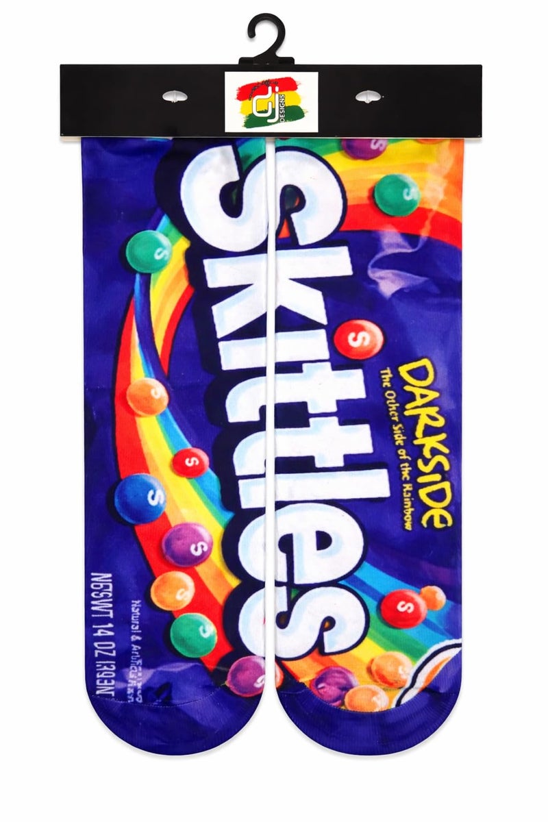 DJDesigns 3D Printed Graphic Kids Youth Sizes (Fits Ages 5-9) Mid Crew Sock (Skittles)