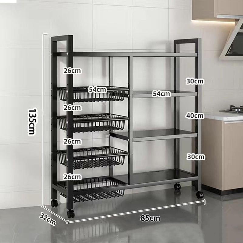 WAMIT Storage Rack with Sunken Mesh Basket, Large Capacity Shelving Unit, Freestanding Metal Rack, Easily Assemble Storage Rack for Garage Kitchen, Basement, Pantry (5-Tier Black) - Image 2