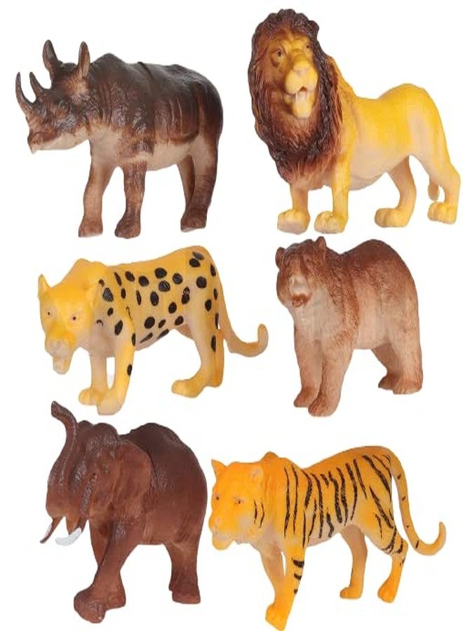 Mallexo Big Size Animal Toys for Kids Boys and Girls Set of 6PCs Farm Animals Sets Wild Jungle Cartoon Animals Toys for Babies Children Lion, Elephant, Tiger Animal and More (Animal Action Figure) - Image 3