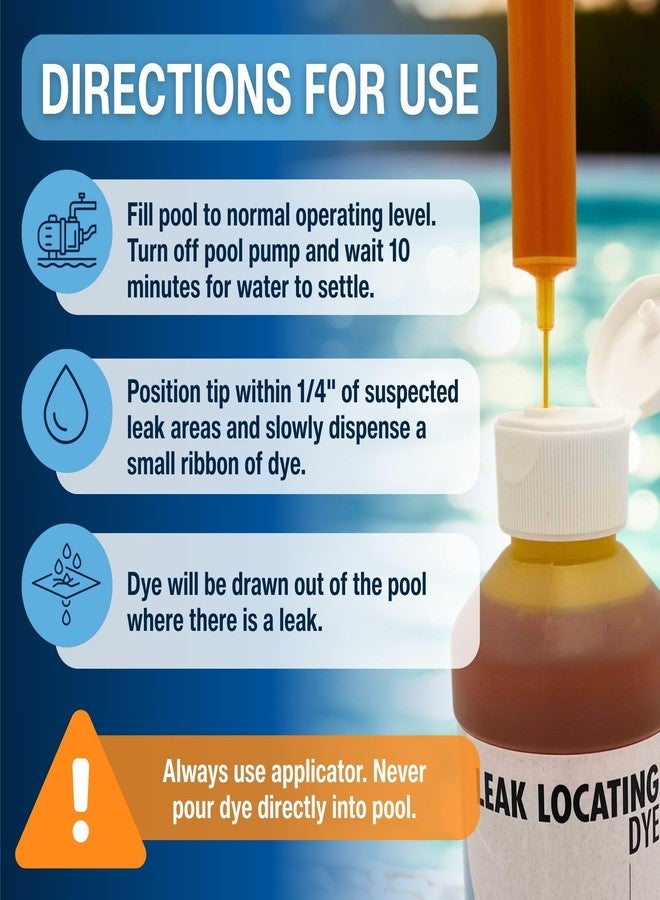 Leakmaster Pool Leak Detection Kit - 8 oz Yellow Dye with Reusable Syringe - High-Visibility Leak Finder for Pools, Hot Tubs & Spas - 40+ Refills- Professional Water Tracing Tool - Image 3