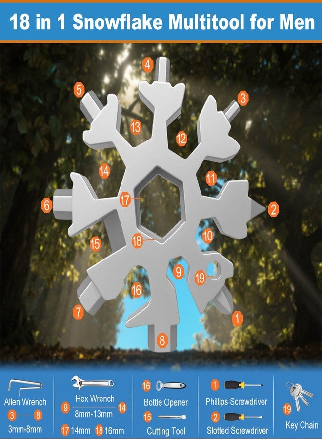 KULOLO Stocking Stuffers For Men - 18 in 1 Snowflake Multitool for Men, Mens Gift for Christmas, Gift for Dad, Snowflake Bottle Opener/Screwdriver Kit/Wrench Kit, Durable and Easy To Carry - Image 3