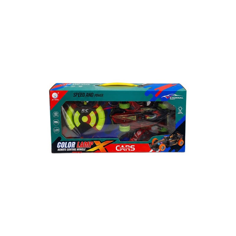 Speed Control | RC Racing Car Toy, Red and Black with Green Wheels, RC Formula Car with Controller - Image 2