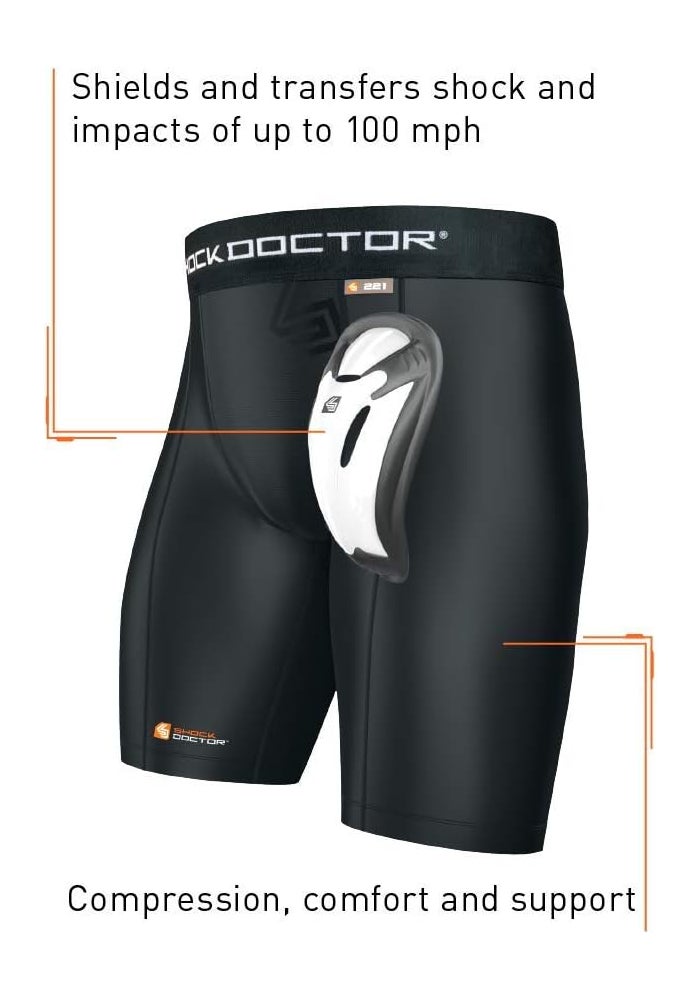 Shock Doctor Men's 221 Compression Shorts with Bio-Flex Cup - White - Image 5