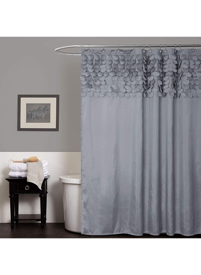 erorex Lillian Shower Curtain Textured Shimmer Circle Design Bathroom 72 Inch X 72 Inch Gray - Image 1