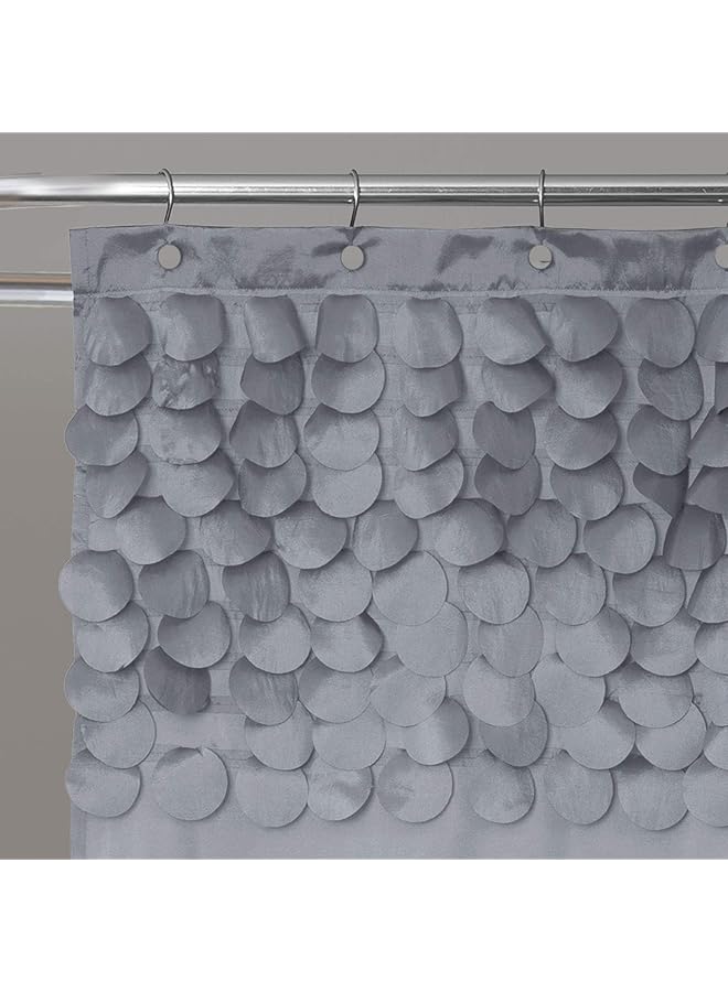 erorex Lillian Shower Curtain Textured Shimmer Circle Design Bathroom 72 Inch X 72 Inch Gray - Image 2