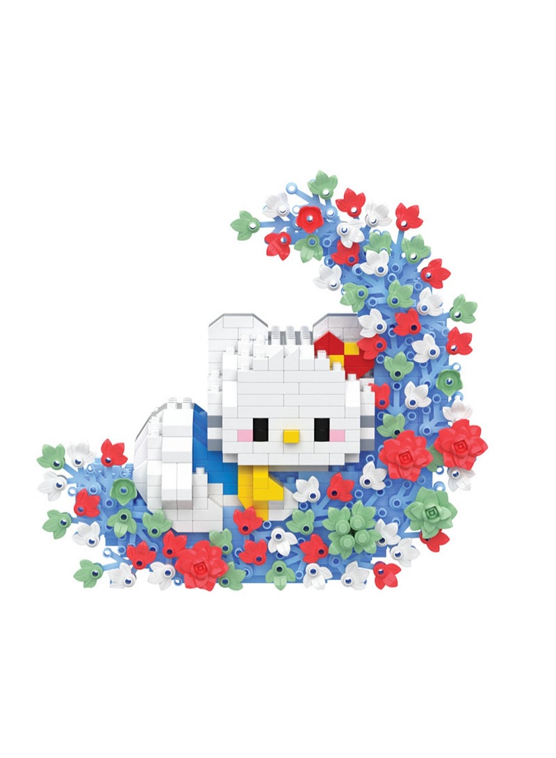 Tiny Particle Assembly Building Block Toys Educational Cartoon Doll Desktop Ornaments Gifts (Flower Moon Kitten) - Image 1