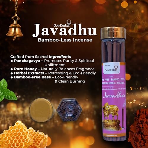 GOW DURBAR GowDurbar Bamboo-Less Javadhu Agarbatti 75g (Pack of 2) | Organic Incense Sticks with Panchagavya, Honey & 14 Herbs | Eco-Friendly Rejuvenating Aroma | for Pooja, Yoga & Meditation - Image 5